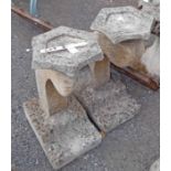 A pair of Japanese style concrete garden stands
