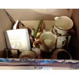 A box containing assorted Torquay pottery items including Watcombe, Babbacombe, etc.