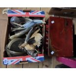 A Japanese lacquered box carcass a/f - sold with a quantity of collectables including spelter