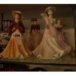 Three Coalport Ladies of Fashion figures and an Age of Elegance similar