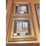Emilio Papini: a pair of miniature oil paintings on board, depicting scenes in Malta and Italy -