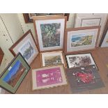 A quantity of vintage and later decorative framed prints including signed limited editions by