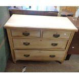 A 99cm Edwardian stripped satin walnut chest of two and two long graduated drawers, set on moulded