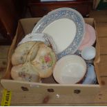 A box of assorted ceramics including Cathie Winkle part tea set