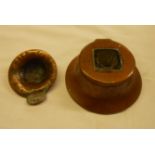 An American Arts and Crafts beaten copper inkwell marked For Ye Olde Copper Shop - lid detached at