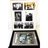 The Beatles: a framed set of monochrome photographs and a coloured photo of the band performing -