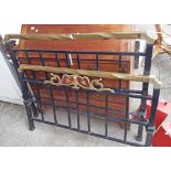 A 4' painted metal and brass bed stead - a/f