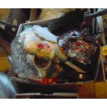 A box containing assorted ceramics, glass and collectable items, including Carnival glass bowl,