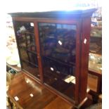 An 82cm early 20th Century wall mounted collectors' cabinet with adjustable shelves enclosed by a