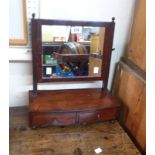 A 19th Century mahogany platform dressing table mirror with oblong plate and two drawers to base