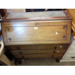 An 88cm 20th Century mahogany bureau section of a bureau/bookcase with part fitted interior