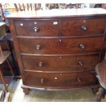 A 1.23m 19th Century mahogany bow front chest of two short and three long graduated drawers, set