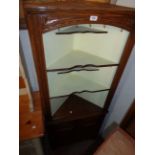 A 67cm Old Charm 20th Century oak and part painted corner cabinet with open shelves over a pair of