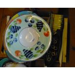 A selection of large decorative plates, asparagus dish, etc.