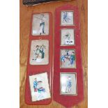 Seven framed Chinese small pith paper paintings, depicting various figures and tradesmen - part