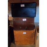 Three large boxes - writing slope, tool box and leather covered box