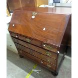 A 97cm 19th Century mahogany bureau with fully fitted interior, three frieze drawers and three