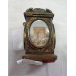 A 19th Century Grand Tour gilt brass novelty inkwell decorated with painted scenic panels under
