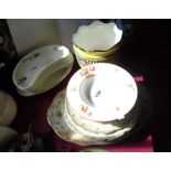 A quantity of ceramics including Haviland Limoges crescent dish set, etc.
