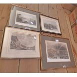 Four framed book plate engravings including Plymouth and Bangor, etc.