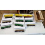 Ten TT Gauge railway model coaches - three in original Triang boxes