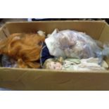 A box containing seven various mid-late 20th Century costume dolls