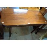 A 1.2m 19th Century mahogany side table, set on square tapered and reeded legs - some moulding loss