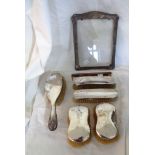 Various silver mounted dressing table brushes and comb - sold with a silver fronted photograph frame