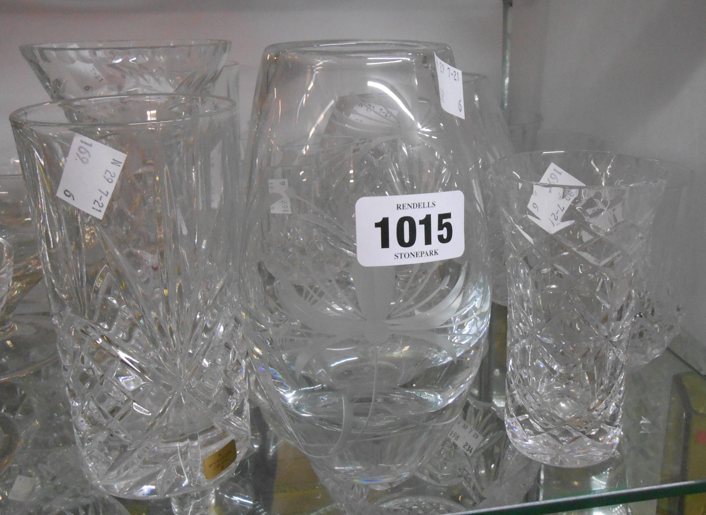 A selection of assorted glassware including drinking glasses, vases, etc.