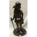 A vintage cast iron with bronze finish doorstop featuring Mr Micawber from David Copperfield