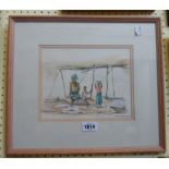 Molly Berkeley: a framed watercolour entitled The Mango Seller in Georgetown, Gambia - signed and