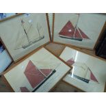 John Gardner: a set of four framed coloured sailing vessel prints