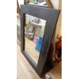 A wide painted wood framed oblong wall mirror with blown plate - matching Lot 353