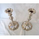 A pair of 24cm high Conraetz (Vienna) hallmarked silver candlesticks with embossed lobed and