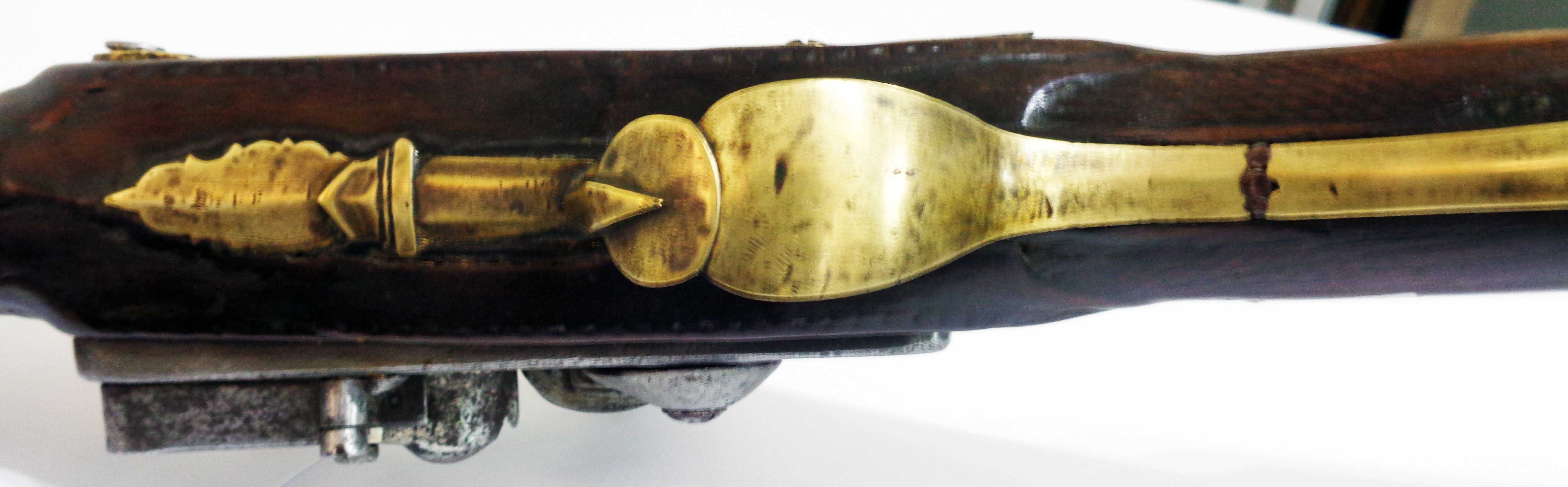 A Continental flintlock sporting gun with hexagonal barrel and brass trigger guard - Image 7 of 9