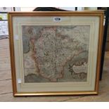 A gilt framed William Kips Map of Devon: second edition of 1610 based on C. Saxton's 1574 Survey