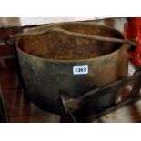 An old Kenrick & Sons cast iron four pint cooking pot with moulded label to front
