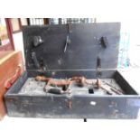 A vintage G.T.L. tool chest (1930's pre-war) with part contents - various condition