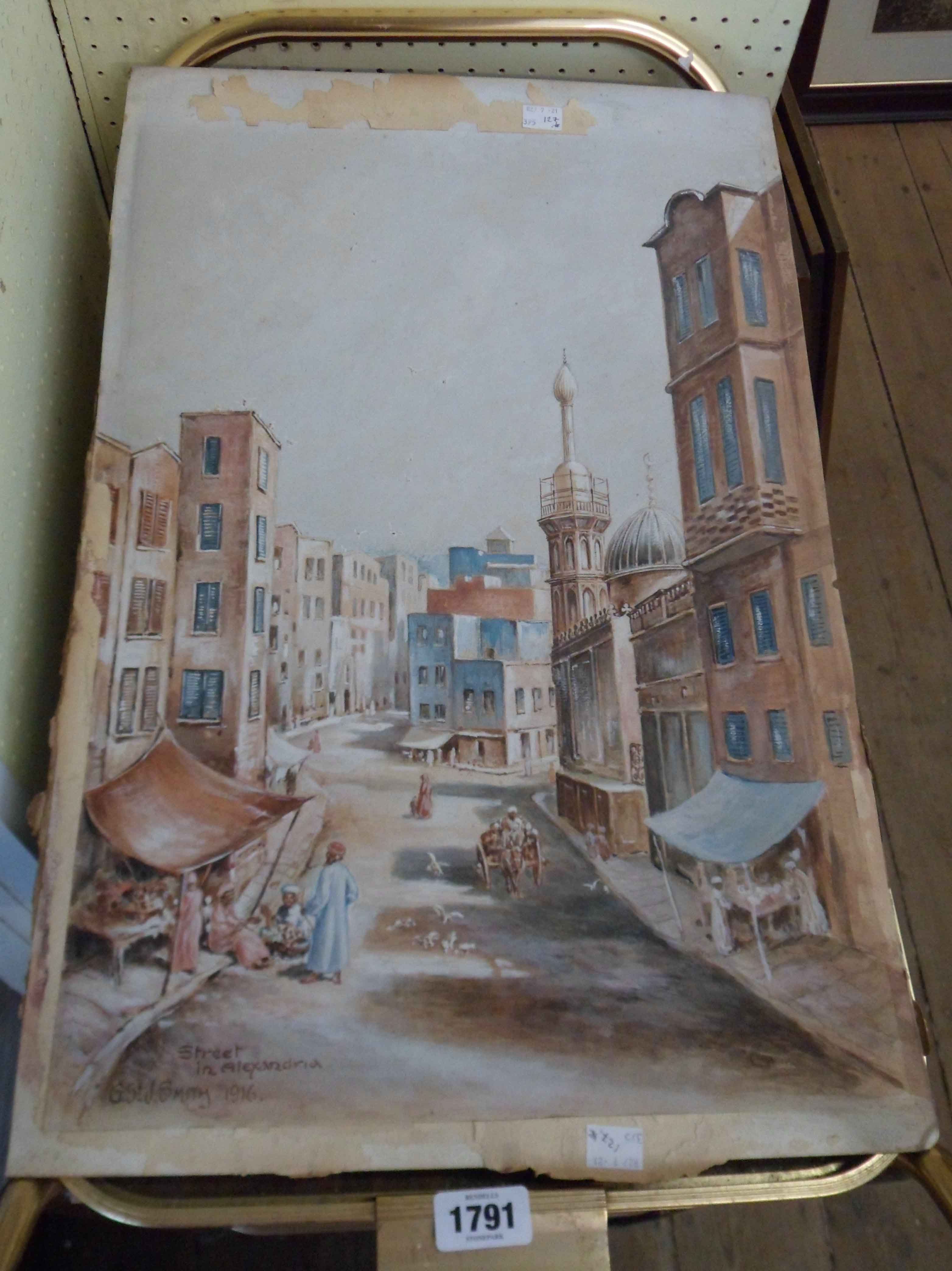 G. St. J. Smithy: an unframed watercolour entitled A Street in Alexandria - signed, titled and dated