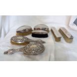 Various silver mounted dressing table brushes - various age, makers and condition