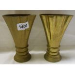 A pair of Victorian J. Whippel & Co., Exeter, ecclesiastical brass vases - marked to the base