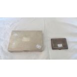 A silver clad cheroot box and a silver cigarette case - various condition