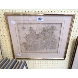 A framed 1793 Cary map of Surrey
