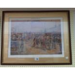 A framed and gilt slipped coloured Vanity Fair print - Newmarket, Tattersall's 1887 published by