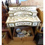 A 80cm late 20th Century painted and parcel gilt decorated desk with flanking drawers to