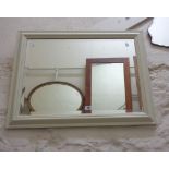 A painted pine framed bevelled oblong wall mirror