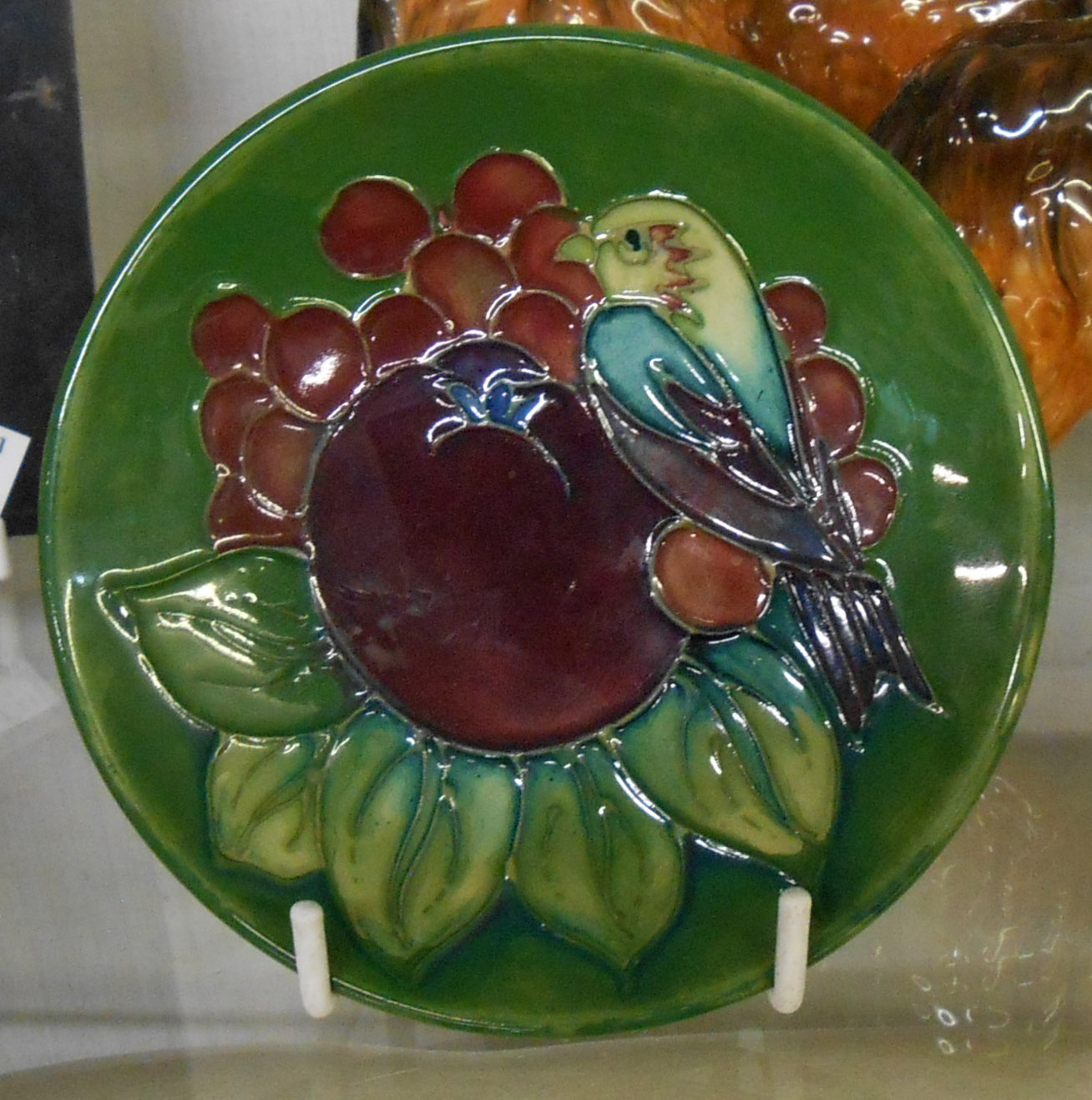 A Moorcroft Finches and Fruit pin dish - date cypher for 1991