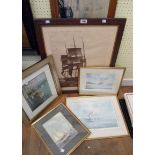 A selection of framed maritime prints - various condition
