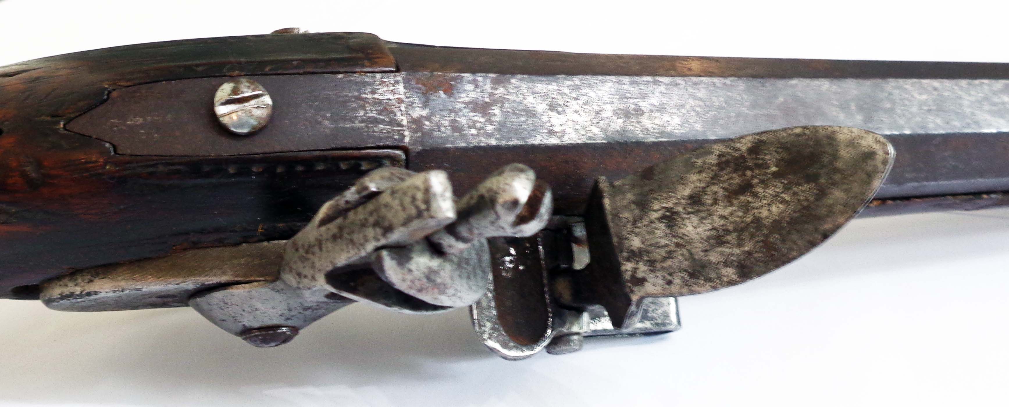 A Continental flintlock sporting gun with hexagonal barrel and brass trigger guard - Image 3 of 9
