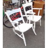 A 19th Century country elbow chair with later white painted finish - sold with another a/f similar